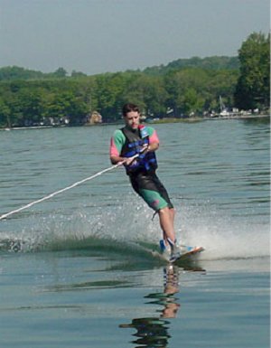 Mr. Chubb waterskiing