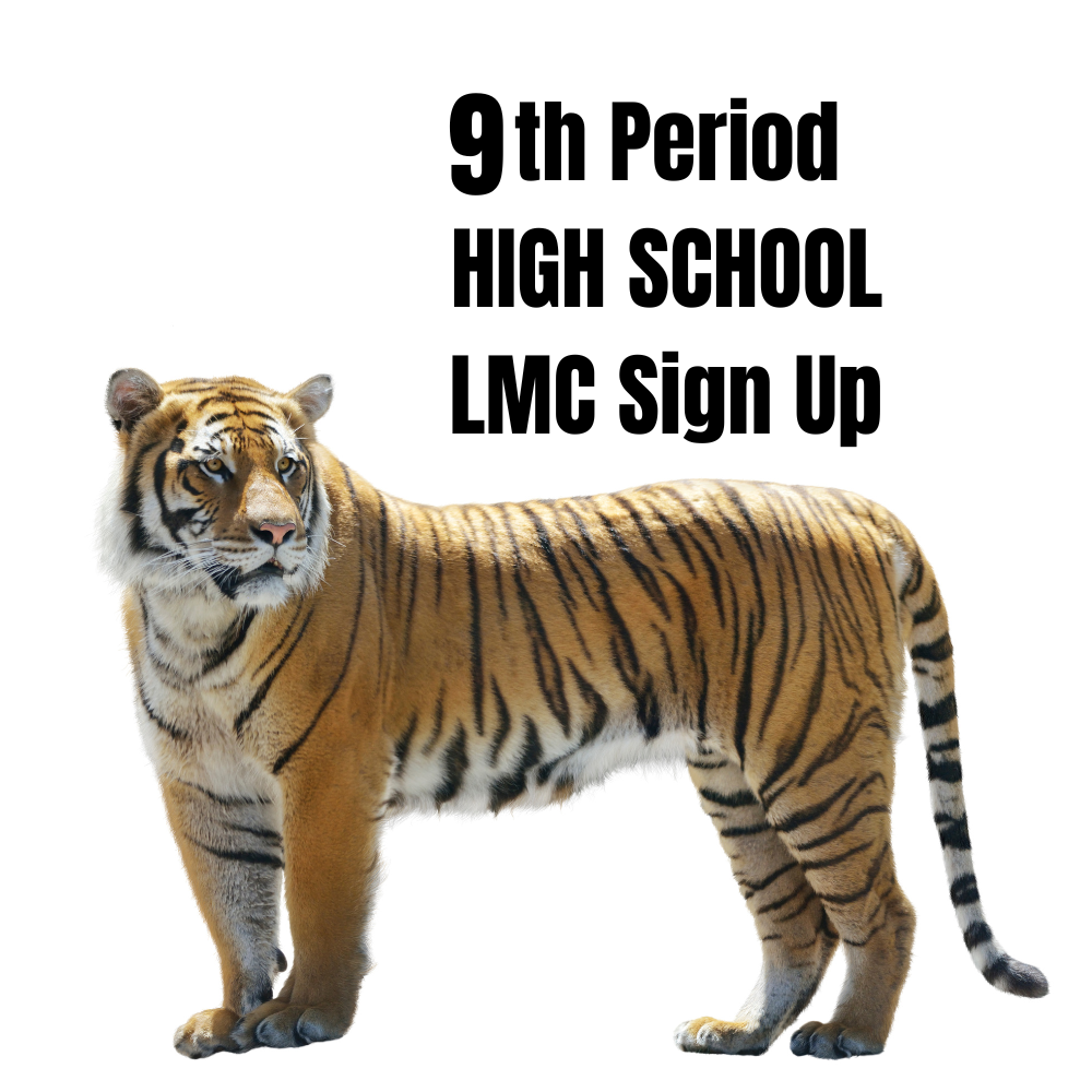 9th period high school sign up  (link to form) - standing tiger, side view
