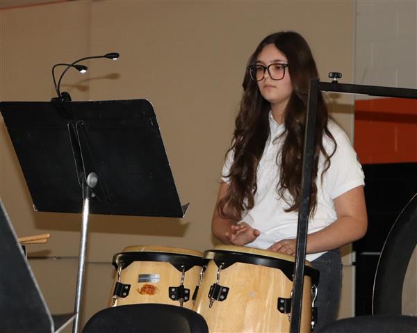 Sofia on bongos