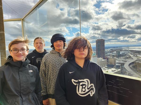 Students on the observation deck