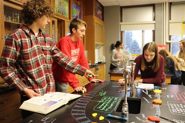 AP Biology students are learning about DNA and the replication process of DNA. They are working in groups to complete a model of the process and will follow up with presentations to walk through the process using their models.