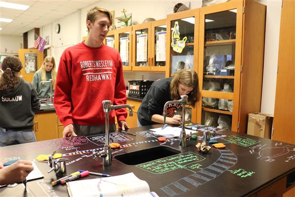 AP Biology students are learning about DNA and the replication process of DNA. They are working in groups to complete a model of the process and will follow up with presentations to walk through the process using their models.