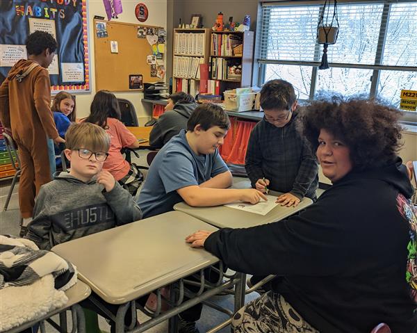 Students working through challenge