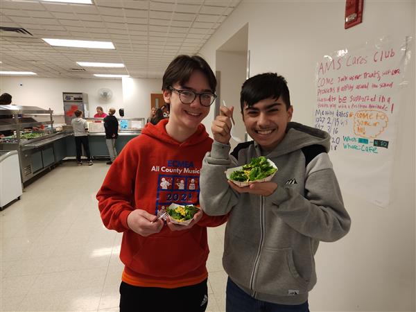 Students with their salads