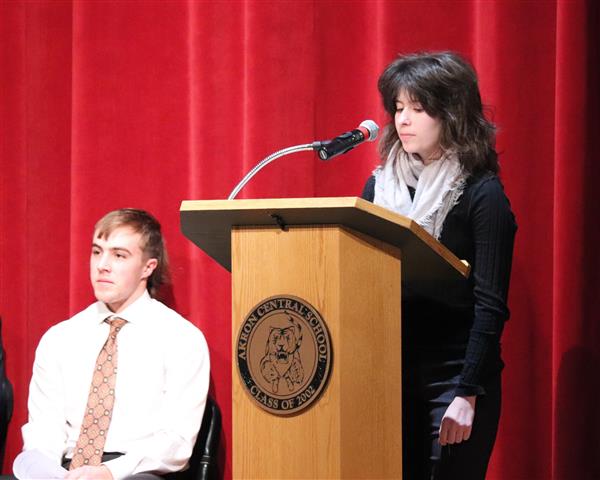 Alexis Hoffman introducing inductees