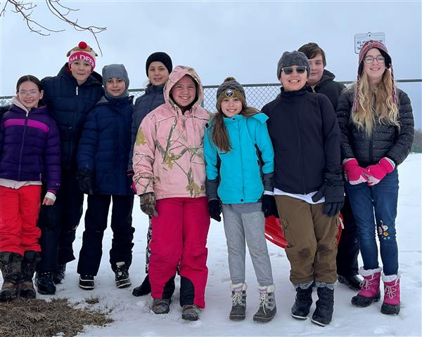 Group of Winter Fun Day sledders