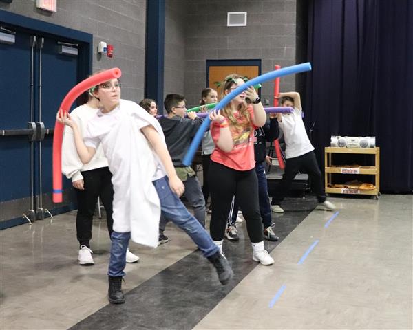 Javelin throw with pool noodles