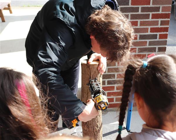 Drilling the tree to install the tap