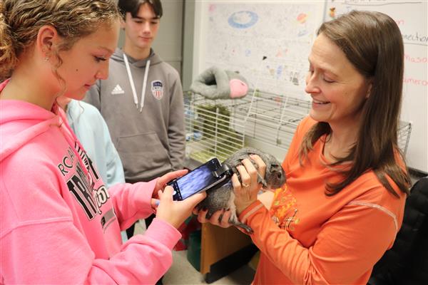 Mrs. Chase with guinea pig