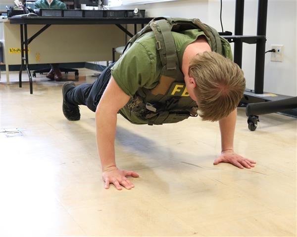 Luke completing push up challenge