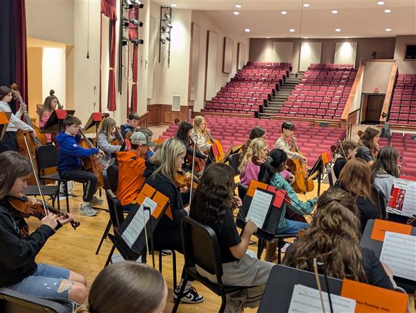 Akron MS Orchestra together with Clarence MS Orchestra view from audience
