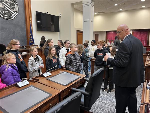 Students in the  Chamber with Legislator Bargnesi