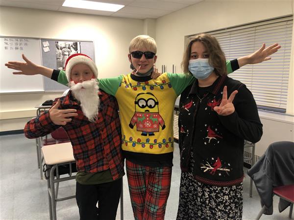 Three friends post for picture